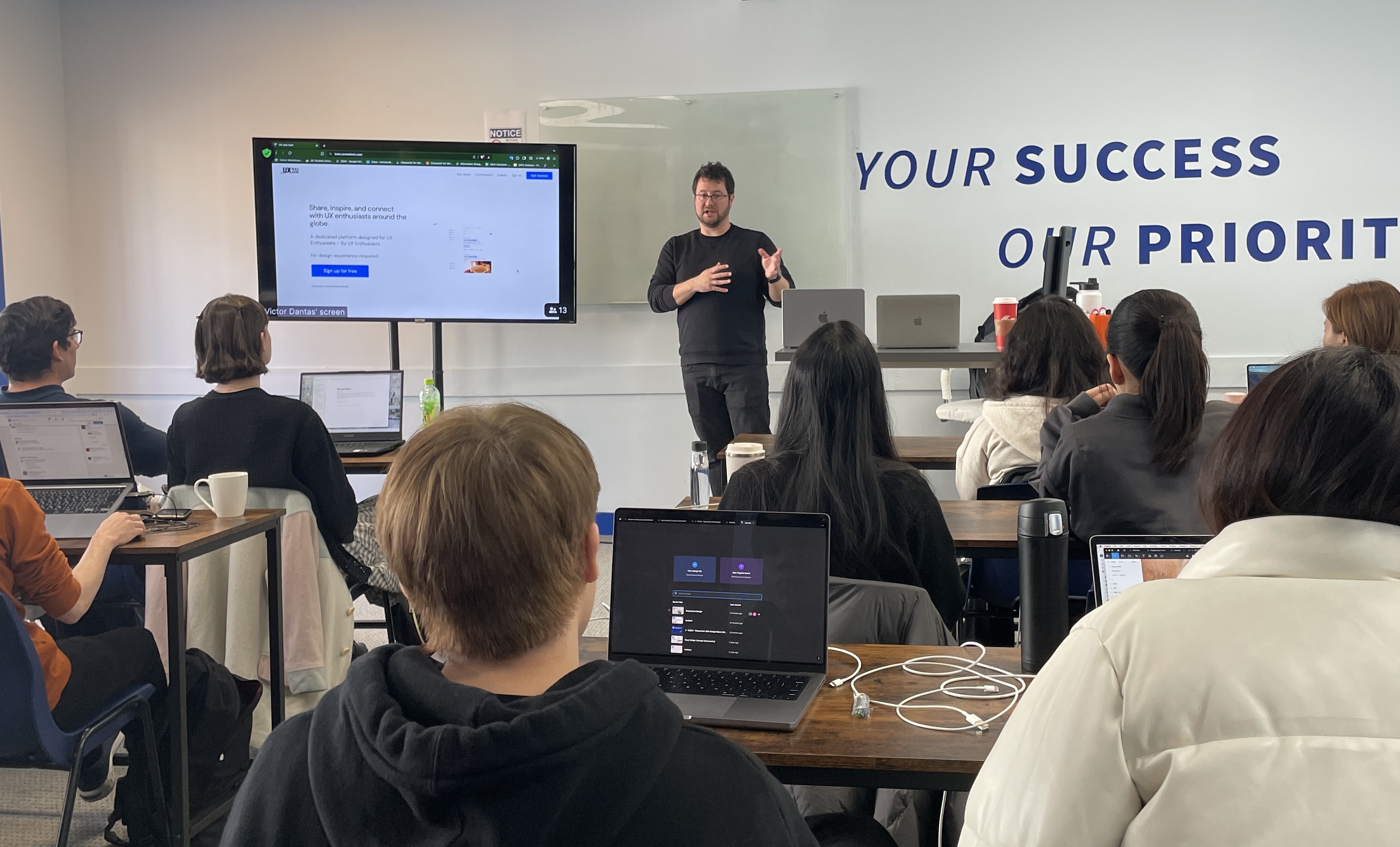 Matt presenting at a UX design workshop